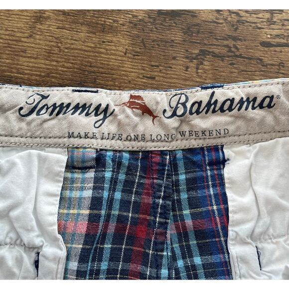 Tommy Bahama Mens 35X 8 Inseam Blue Striped Linen Blended Casual Shorts - Picture 3 of 8
